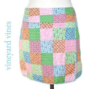 VINEYARD VINES Hula Print Patchwork Wrap Mini Skirt